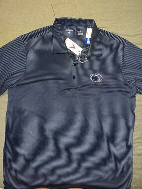 Antigua Navy and White Striped Performance Polo